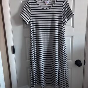 LuLaRoe Black and White Striped Dress